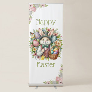 Vintage/Classic Cute Easter Bunny Retractable Banner