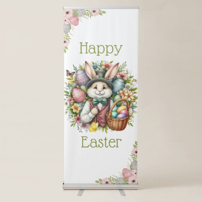Vintage/Classic Cute Easter Bunny Retractable Banner (Front)