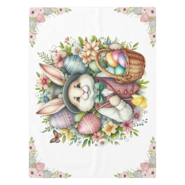 Vintage/Classic Cute Easter Bunny Tablecloth (Front)