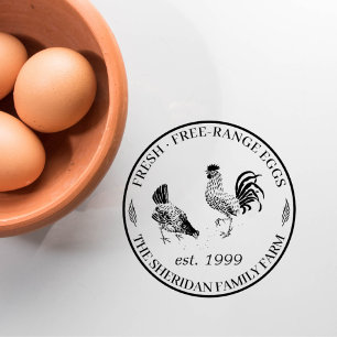 Vintage Classic Family Farm Egg Carton Promo Self-inking Stamp