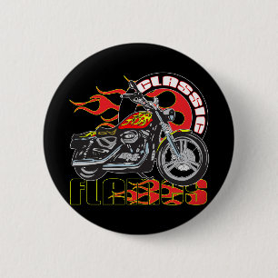 Vintage Classic Flame Paint Job Motorcycle 6 Cm Round Badge