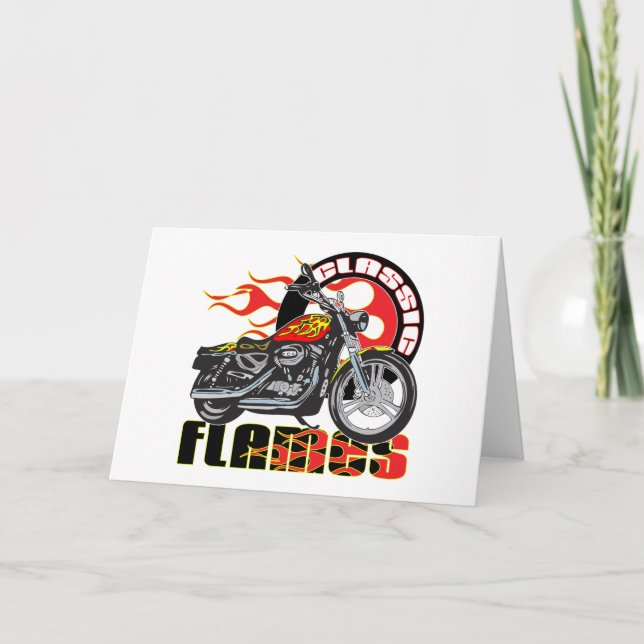 Vintage Classic Flame Paint Job Motorcycle Card (Front)