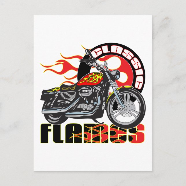 Vintage Classic Flame Paint Job Motorcycle Postcard (Front)