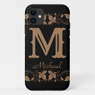 Vintage Classic Floral Personalised Monogram Name iPhone 11 Case