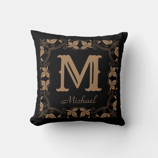 Vintage Classic Floral Personalised Monogram Name  Cushion (Front)