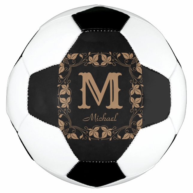 Vintage Classic Floral Personalised Monogram Name  Football (Front)
