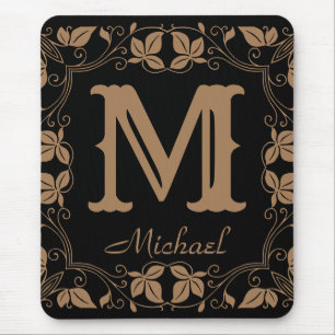 Vintage Classic Floral Personalised Monogram Name Mouse Mat