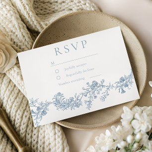 Vintage Classic Floral Wedding  RSVP Card