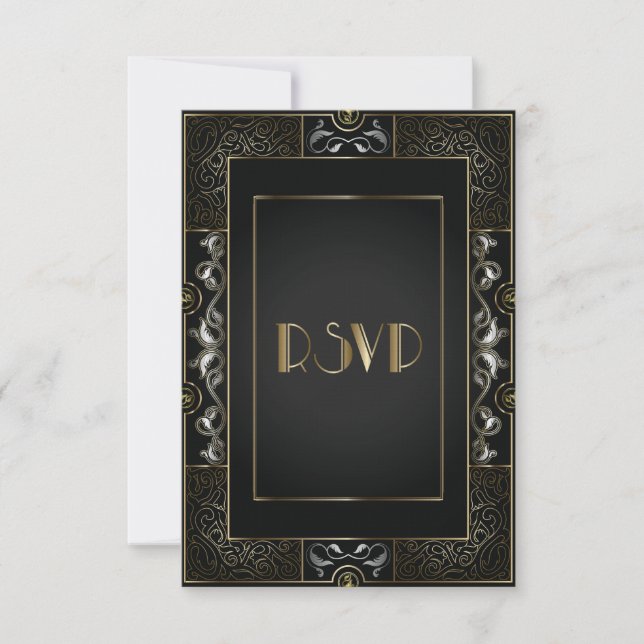 Vintage Classic Gatsby Style  RSVP Card (Front)