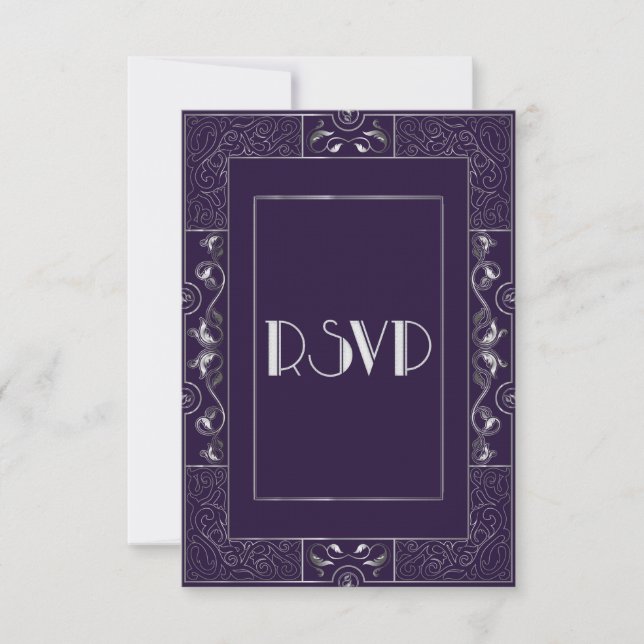 Vintage Classic Gatsby Style  RSVP Manuela 2 Card (Front)