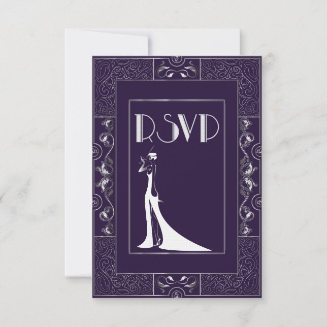 Vintage Classic Gatsby Style  RSVP Manuela Card (Front)