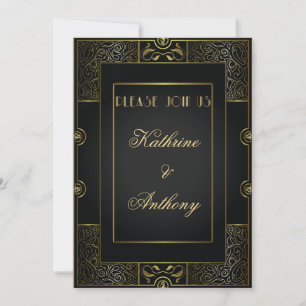 Vintage Classic Gatsby Style Wedding Invitation