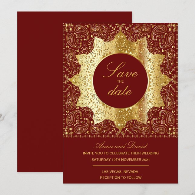 Vintage Classic Gold Save The Date Invitation (Front/Back)