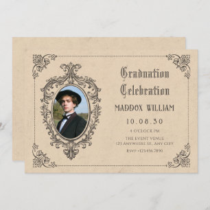 Vintage Classic gothic oldschool photo graduation Invitation