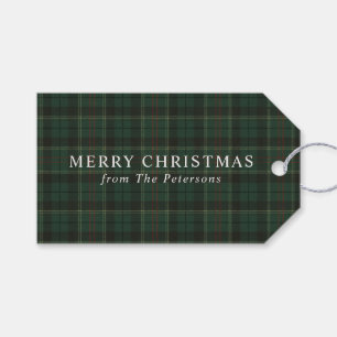 Vintage Classic Green Plaid Christmas Gift Tags
