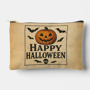 Vintage/classic Happy Halloween jack-o-lantern Accessory Pouch
