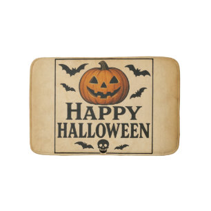 Vintage/classic Happy Halloween jack-o-lantern Bath Mat