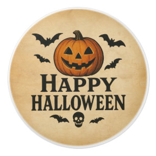 Vintage/classic Happy Halloween jack-o-lantern Ceramic Knob