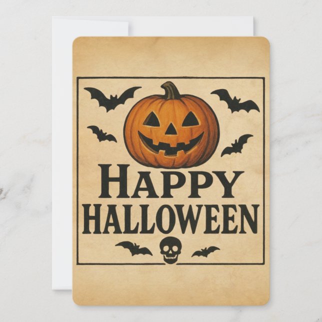 Vintage/classic Happy Halloween jack-o-lantern Invitation (Front)