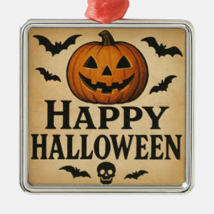 Vintage/classic Happy Halloween jack-o-lantern Metal Tree Decoration