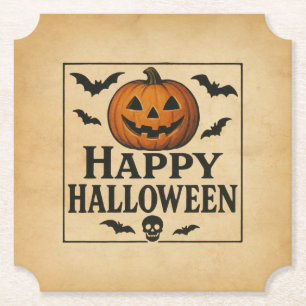 Vintage/classic Happy Halloween jack-o-lantern Paper Coaster
