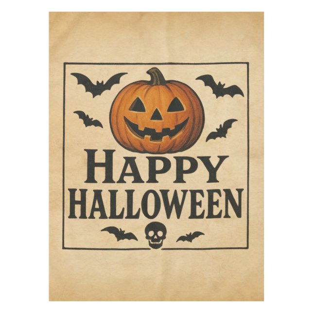 Vintage/classic Happy Halloween jack-o-lantern Tablecloth (Front)