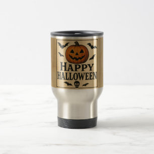 Vintage/classic Happy Halloween jack-o-lantern Travel Mug