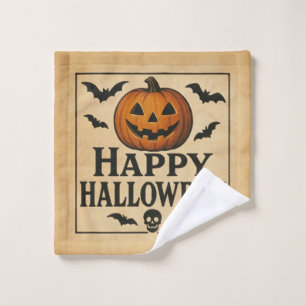 Vintage/classic Happy Halloween jack-o-lantern Wash Cloth