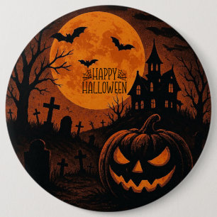 Vintage, classic Happy Halloween pumpkin 6 Cm Round Badge