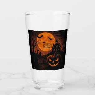 Vintage, classic Happy Halloween pumpkin Glass