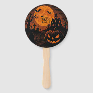 Vintage, classic Happy Halloween pumpkin Hand Fan