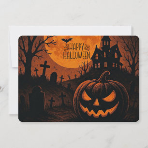 Vintage, classic Happy Halloween pumpkin Invitation