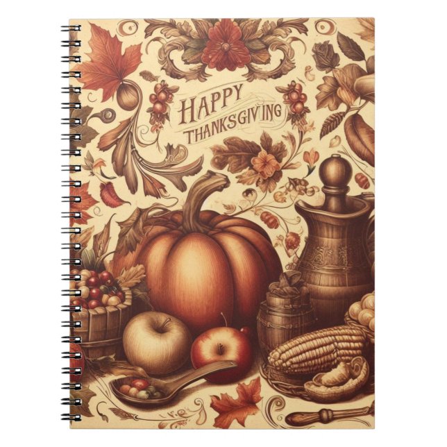 Vintage/Classic Happy Thanksgiving Notebook (Front)