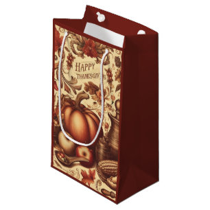 Vintage/Classic Happy Thanksgiving Small Gift Bag