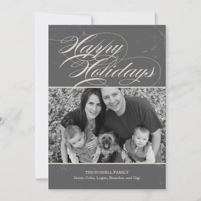 Vintage Classic Holiday Photo Cards (Front)
