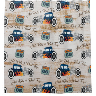 Vintage Classic Hot Rod Car Hot Rods & Road Trips, Shower Curtain