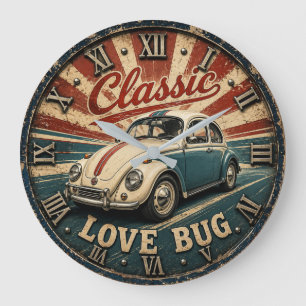 Vintage Classic Love Bug Classic Car Love Bug Large Clock