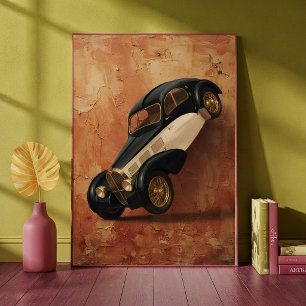 Vintage Classic Luxury Car Doing a Wheelie Art Poster