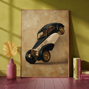Vintage Classic Luxury Car Doing a Wheelie Art Poster