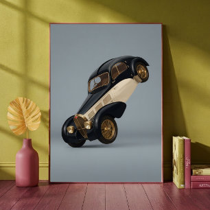 Vintage Classic Luxury Car Doing a Wheelie Art Poster