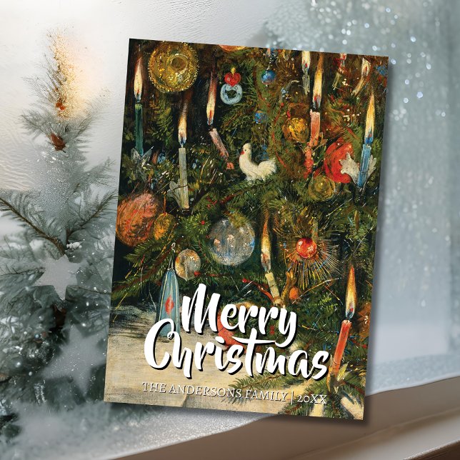 Vintage Classic Merry Christmas Tree Willmann Holiday Card (Creator Uploaded)