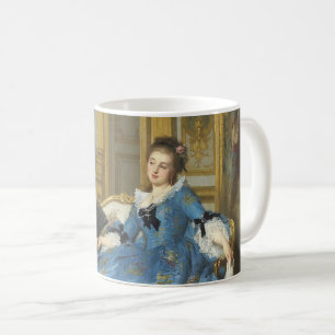 Vintage Classic Painting of Sassy Girl with Fan Coffee Mug