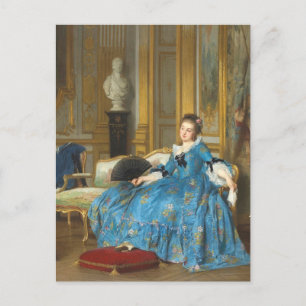 Vintage Classic Painting of Sassy Girl with Fan Postcard