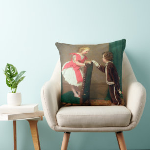 Vintage Classic Painting of Victorian Children Cushion