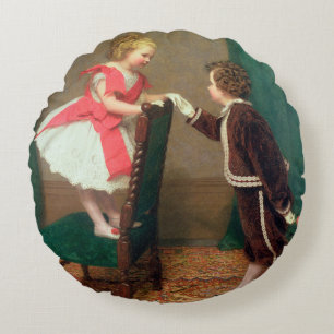 Vintage Classic Painting of Victorian Children Round Cushion