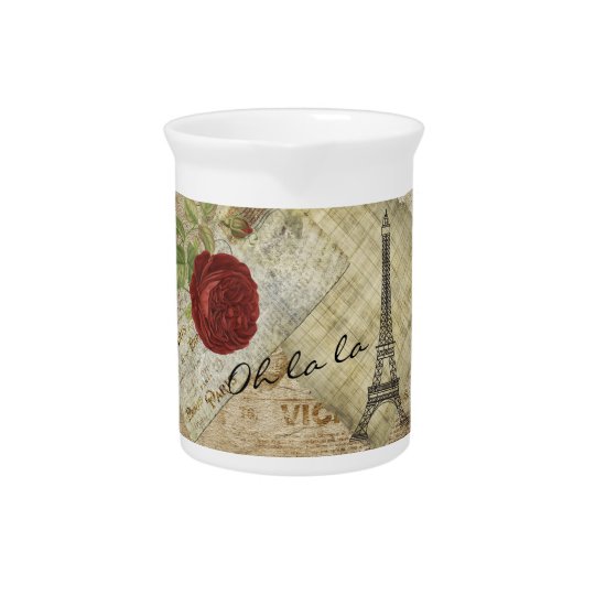 Vintage Classic Paris Style - Red Rose Pitcher
