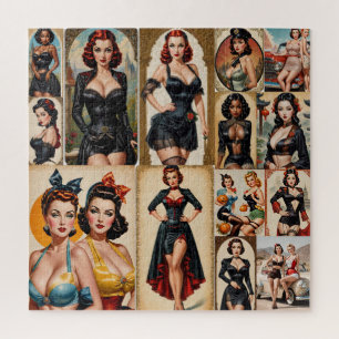 Vintage Classic Pin-up Girls Collection Design Jigsaw Puzzle