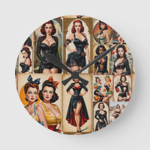 Vintage Classic Pin-up Girls Collection Design Round Clock