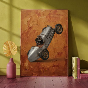 Vintage Classic Race Car Doing a Wheelie Art Print