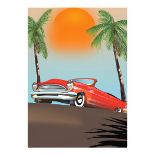 Vintage Classic Red Car In Paradise Photo Print